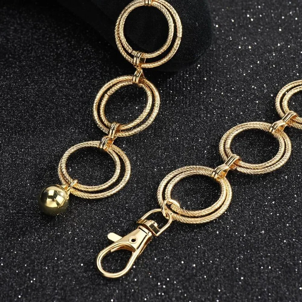 O-Ring Chain Belt Alloy Waist Chain for Women Dresses Party Casual Wear